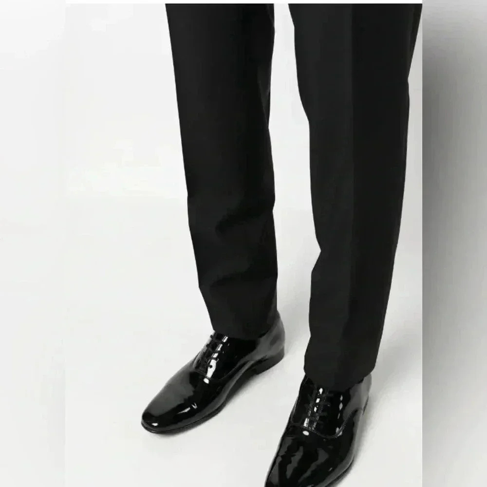 Canali designer black laceup day 2 nite classic stylish leather derby shoes 40.5
